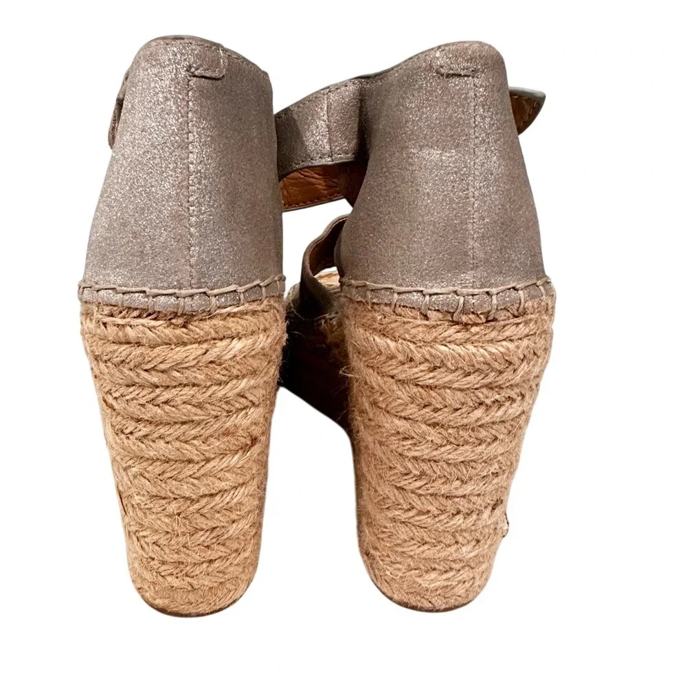 Marc Fisher Alita Platform Wedge Espadrille Sandal Women's 11 Silver‎ NWT
